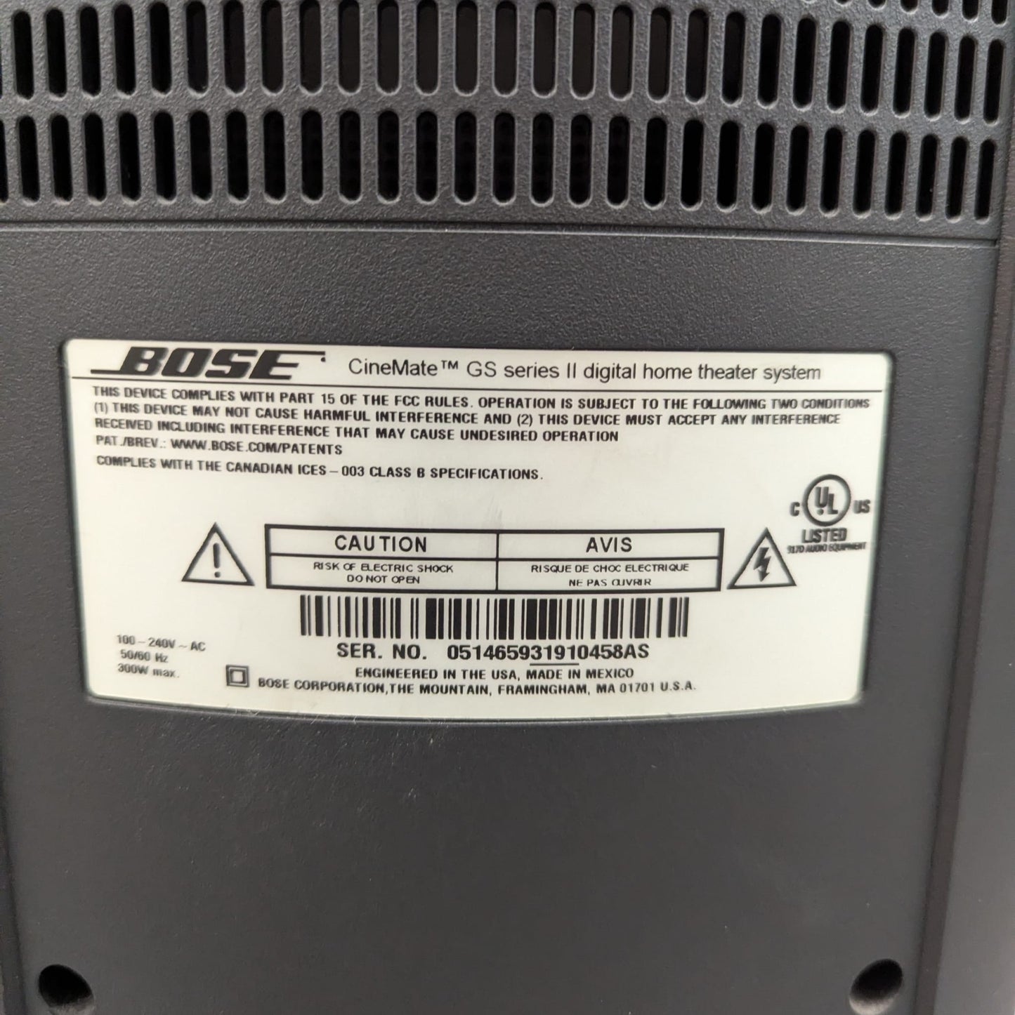 Bose CineMate Series II Digital Home Theater System Black